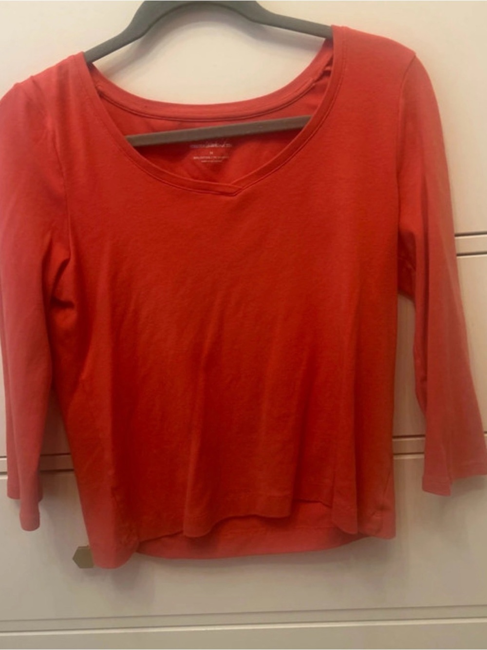Talbots Coral Scoop Neck Long Sleeve Top